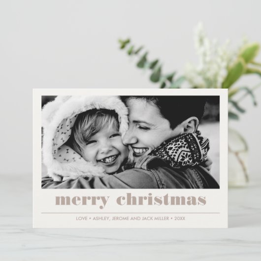 Minimaal grafisch | Sand Merry-kerstfoto Kaart (Staand voorkant)