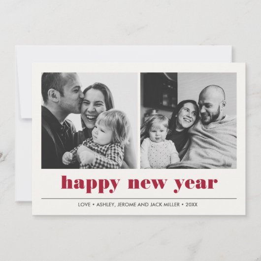 Minimaal grafisch | Vrolijk nieuwjaar collage 2 Fo Kaart (Voorkant)