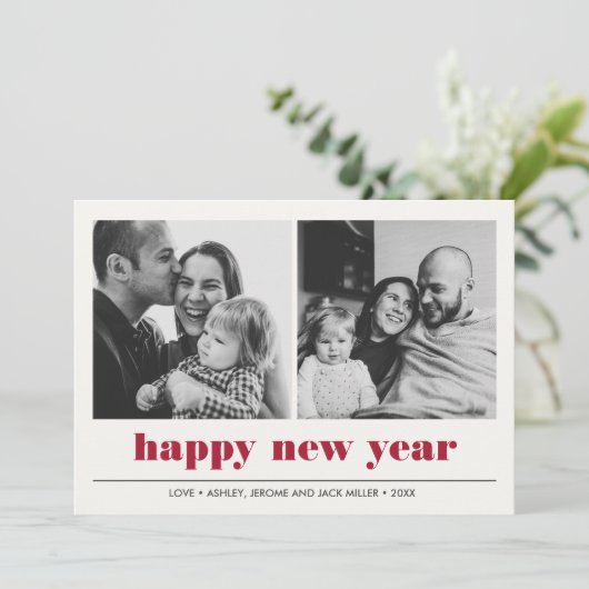 Minimaal grafisch | Vrolijk nieuwjaar collage 2 Fo Kaart (Staand voorkant)