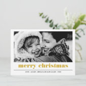 Minimaal grafisch | Yellow Merry-kerstfoto Kaart (Staand voorkant)