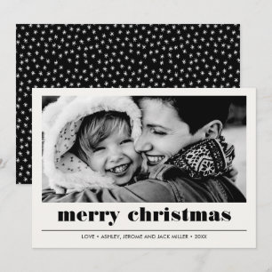 Minimaal grafisch Zwarte kerstfoto van Merry Kaart