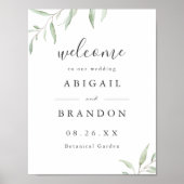 Minimaal greenery rustic bruiloft-welkomstbord poster (Voorkant)