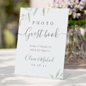Minimaal greenery rustic Wedding Photo Guest Book Reclamebord Met Voetstuk