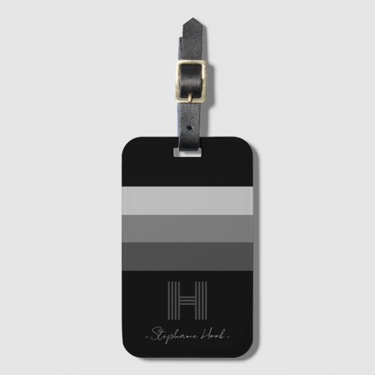 Minimaal grijs Bagagelabel van het monogram (Voorkant (verticaal))