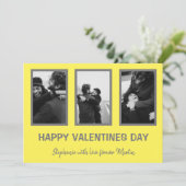 Minimaal grijs en geel 3 foto-Valentijnsdag Feestdagenkaart (Staand voorkant)