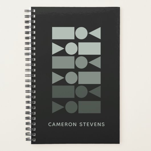 Minimaal grijs groen geometrisch ontwerp, aangepas planner (Voorkant)