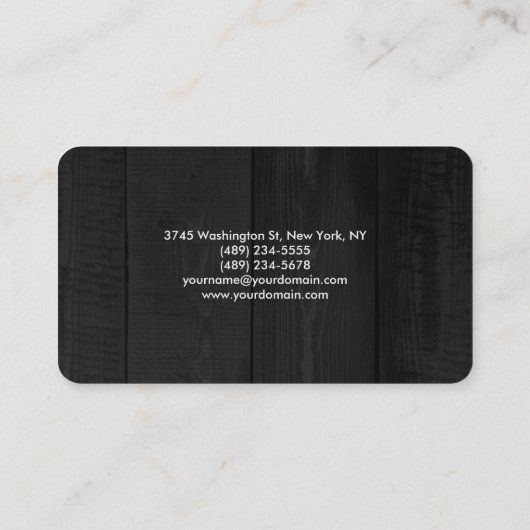 Minimaal grijs hout, artistiek beeld visitekaartje (Achterkant)