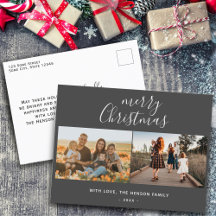 Minimaal Grijs Kerstscript Familie 2 Foto 