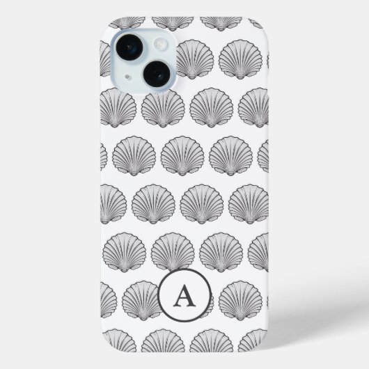 Minimaal grijs monogram zeeschelppatroon Case-Mate iPhone case (Achterkant)