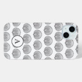 Minimaal grijs monogram zeeschelppatroon Case-Mate iPhone case (Achterkant (horizontaal))