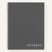 Minimaal grijs Notitieboek "Recipes" (Voorkant)