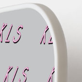 Minimaal grijs-roze-wit gestreept monogram pickleball paddle (Links Detail)
