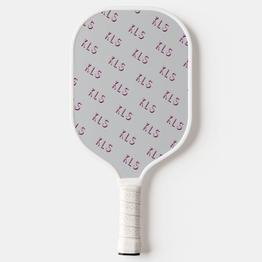 Minimaal grijs-roze-wit gestreept monogram pickleball paddle (Achterkant)