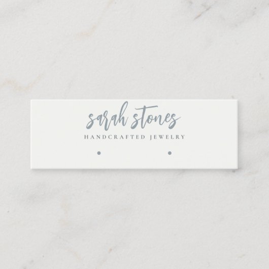 Minimaal grijs Script Black White Earring-beeldsch Mini Visitekaartje (Voorkant)