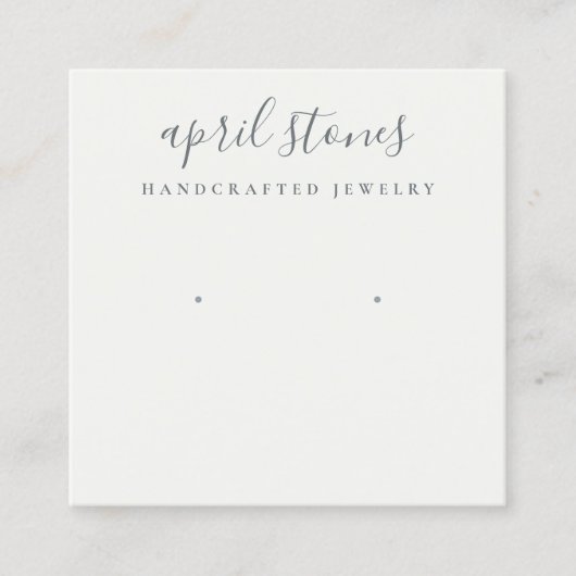 Minimaal grijs Script Black White Earring-beeldsch Vierkante Visitekaartje (Voorkant)