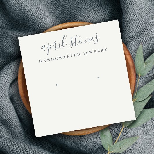 Minimaal grijs Script Black White Earring-beeldsch Vierkante Visitekaartje