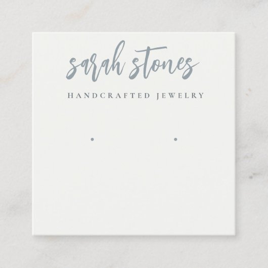 Minimaal grijs Script Black White Earring-beeldsch Vierkante Visitekaartje (Voorkant)