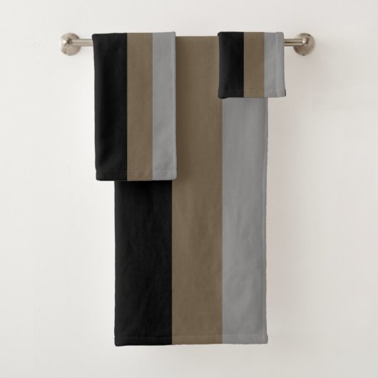 Minimaal grijs & taupe verticale strepen bad handdoek (Insitu)