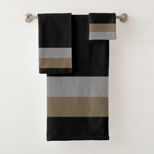 Minimaal grijs & taupe verticale strepen bad handdoek (Insitu)