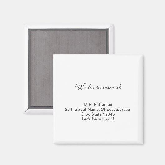 minimaal grijs we zijn verhuisd voeg naam adres te magneet (Voorkant / Achterkant)