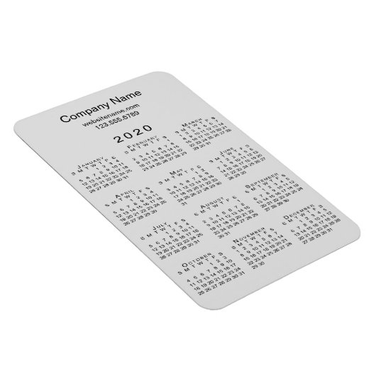 Minimaal Grijs Zwart 2020 Kalender Bedrijfsnaam In Magneet (Rechterzijde)