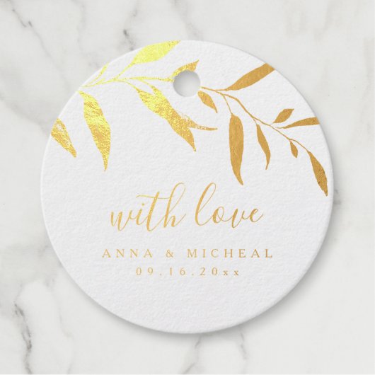 Minimaal groen blad "met liefde" bedankjes labels (Voorkant)