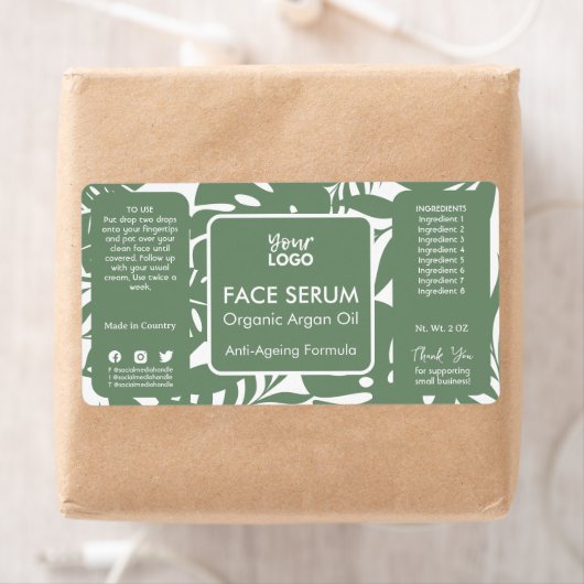 Minimaal groen botanisch tropisch blad aangezicht  etiket (Insitu)