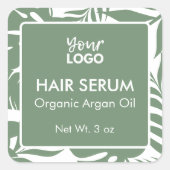 Minimaal Groen Botanisch Tropisch Bladhaar Serum Vierkante Sticker (Voorkant)
