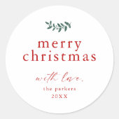 Minimaal groen Eenvoudig Vrolijk Kerstfeest Ronde Sticker (Voorkant)