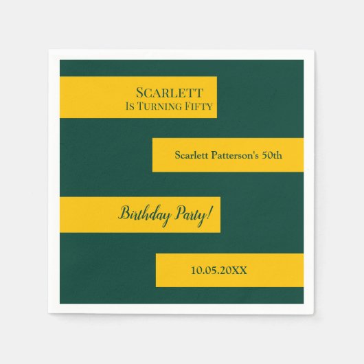 Minimaal groen en goud elegante chique 50e verjaar servet (Voorkant)