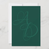 Minimaal groen en goud monogram delicate bruiloft kaart (Achterkant)