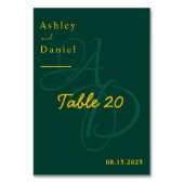 Minimaal groen en goud monogram elegante bruiloft kaart (Achterkant)