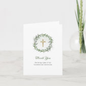 Minimaal groen en gouden kruis | Confirmation!REMO Bedankkaart (Voorkant)