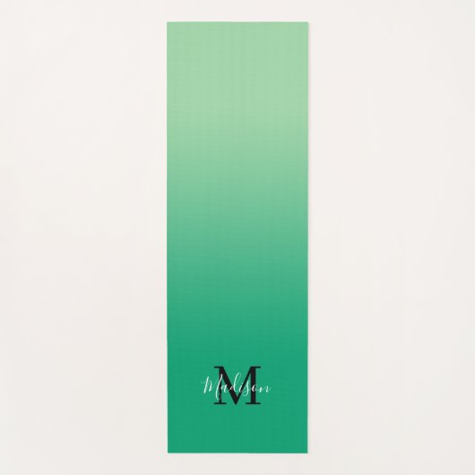 Minimaal groen gradiënt monogram scriptnaam yogamat (Voorkant)