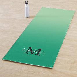 Minimaal groen gradiënt monogram scriptnaam yogamat