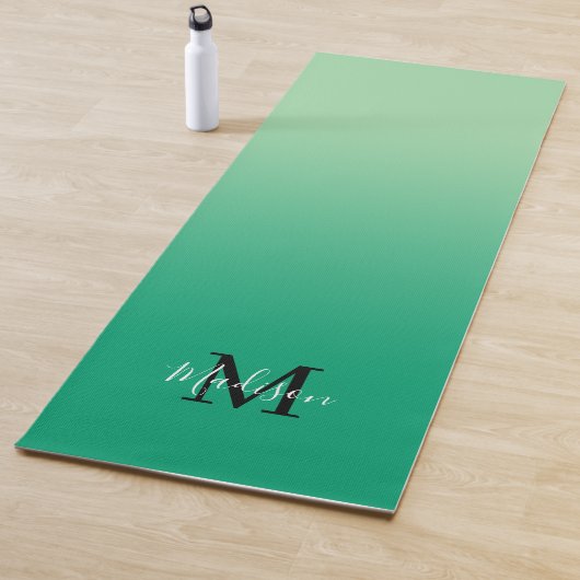Minimaal groen gradiënt monogram scriptnaam yogamat (In situ)