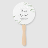 Minimaal groen rustiek trouwprogramma handwaaier (Voorkant)