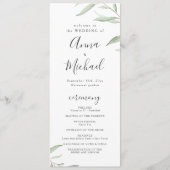 Minimaal groen rustiek trouwprogramma menu (Voorkant)