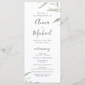 Minimaal groen rustiek trouwprogramma menu (Voorkant)