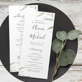 Minimaal groen rustiek trouwprogramma menu