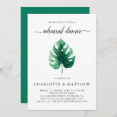 Minimaal Groen Tropisch Blad Repetitie Diner Kaart (Voorkant / Achterkant)