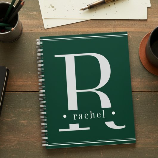 Minimaal groen-wit monogram planner