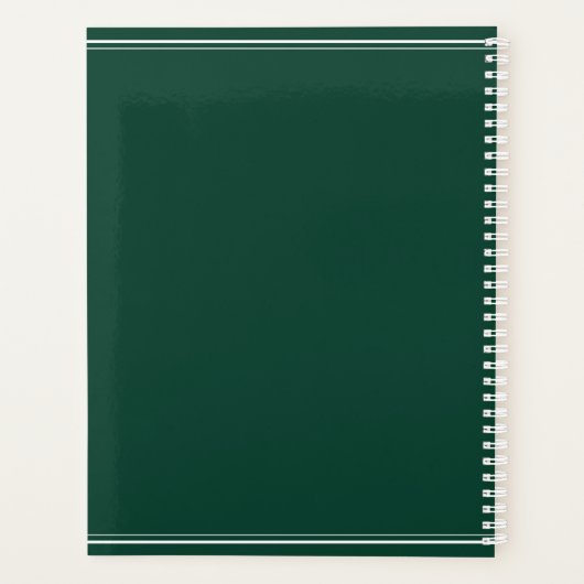 Minimaal groen-wit monogram planner (Achterkant)