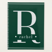 Minimaal groen-wit monogram planner (Voorkant)