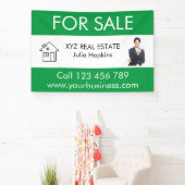 Minimaal groen wit onroerend goed te koop spandoek (Insitu)