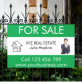 Minimaal groen wit onroerend goed te koop spandoek