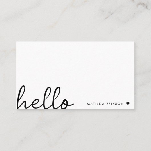 Minimaal Hallo | Modern Hart Schoon Eenvoudig Wit Visitekaartje (Voorkant)
