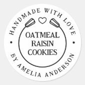 Minimaal Handgemaakt Met Liefde Aangepaste Naam Ba Ronde Sticker (Voorkant)