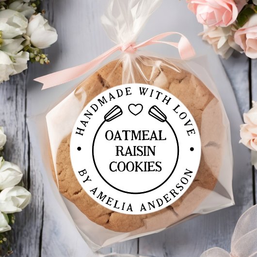 Minimaal Handgemaakt Met Liefde Aangepaste Naam Ba Ronde Sticker