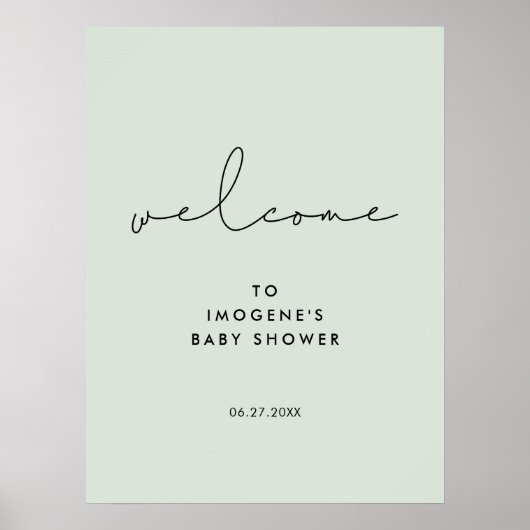 Minimaal handgeschreven Baby shower Welkom Poster (Voorkant)